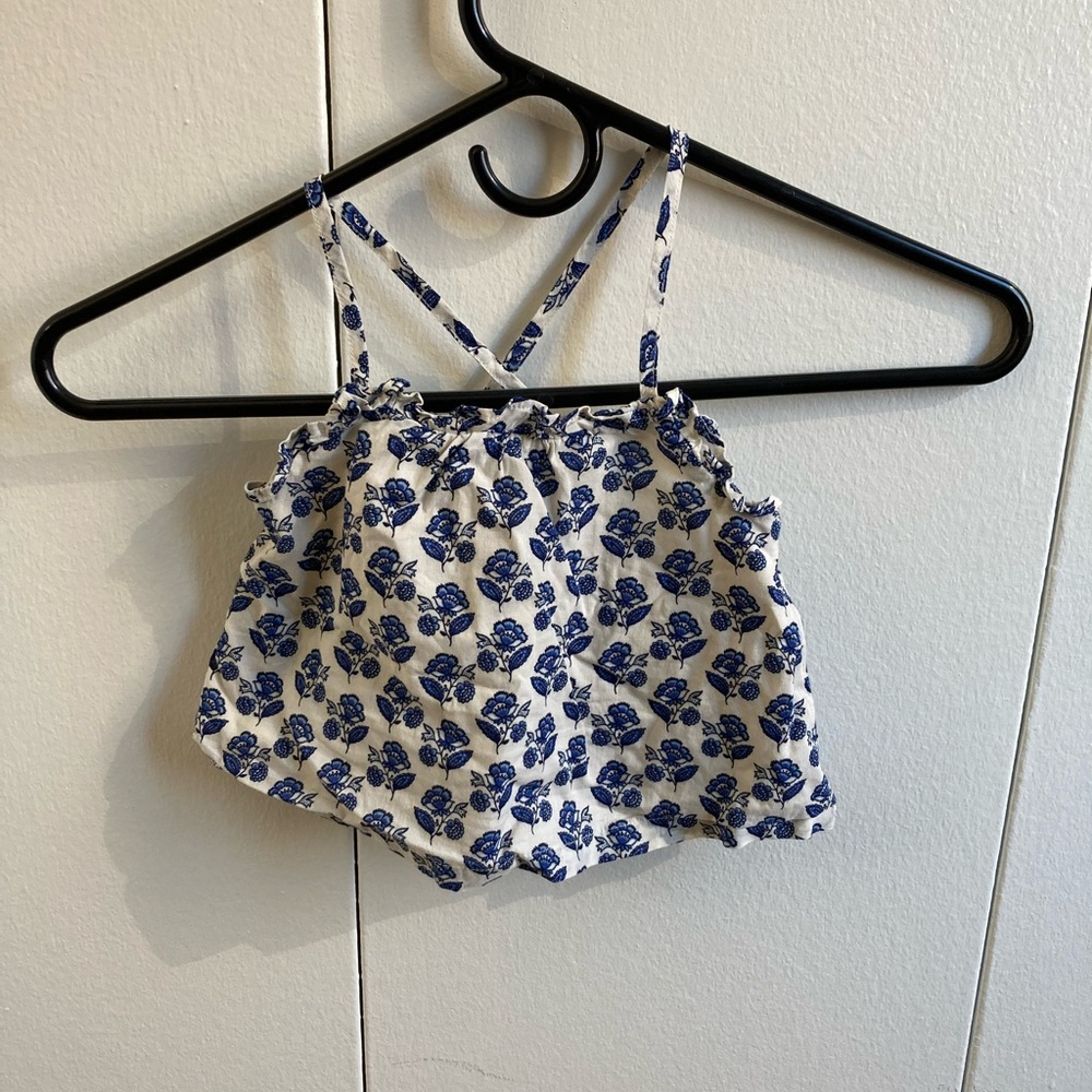 Janie and Jack blue floral tank top